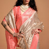 Seraglio Beige and Pink Kanjivaram Silk Saree With Profuse Blouse Piece