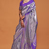Gleaming Purple Kanjivaram Silk Saree With Intricate Blouse Piece