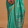 Classic Sea Green Soft Banarasi Silk Saree With Bewitching Blouse Piece