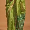 Beautiful Green Soft Banarasi Silk Saree With Mesmerising Blouse Piece