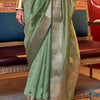 Prettiest Pista Soft Banarasi Silk Saree With Excellent Blouse Piece