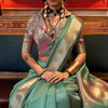 Confounding Sea Green Soft Banarasi Silk Saree With Fantabulous Blouse Piece