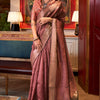 Beguiling Brown Soft Banarasi Silk Saree With Scrupulous Blouse Piece