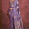 Glorious Lavender Banarasi Satin Silk Saree With Ratatouille Blouse