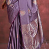 Glorious Lavender Banarasi Satin Silk Saree With Ratatouille Blouse