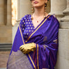 Appealing Purple Banarasi Satin Silk Saree With Demanding Blouse