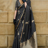Sizzling Black Banarasi Satin Silk Saree With Innovative Blouse