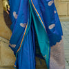 Flattering Blue Banarasi Satin Silk Saree With Adorning Blouse