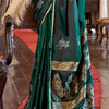 Arresting Dark Green Banarasi Satin Silk Saree With Desiring Blouse