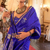 Appealing Blue Banarasi Satin Silk Saree With Blissful Blouse
