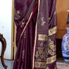 Glorious Wine Banarasi Satin Silk Saree With Pleasant Blouse