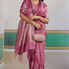 Cynosure Pink Banarasi Satin Silk Saree With Rhapsody Blouse