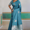 Effulgent Firozi Banarasi Satin Silk Saree With Enamoring Blouse