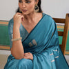 Effulgent Firozi Banarasi Satin Silk Saree With Enamoring Blouse