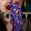 Adorning Royal Blue Banarasi Satin Silk Saree With Demanding Blouse