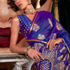 Adorning Royal Blue Banarasi Satin Silk Saree With Demanding Blouse