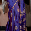 Adorning Royal Blue Banarasi Satin Silk Saree With Demanding Blouse