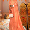 Ideal Peach Kanjivaram Silk Saree With Conflate Blouse Piece