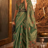 Gleaming Green Soft Banarasi Silk Saree With Sensational Blouse Piece