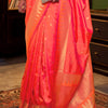 Palimpsest Peach Soft Banarasi Silk Saree With Staggering Blouse Piece