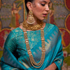 Seraglio Firozi Soft Banarasi Silk Saree With Palimpsest Blouse Piece