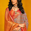 Flattering Brown Kanjivaram Silk Saree With Enchanting Blouse Piece