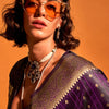 Nemesis Purple Soft Banarasi Silk Saree With Ethereal Blouse Piece