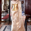 Most Stunning Beige Soft Banarasi Silk Saree With Excellent Blouse Piece