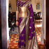 Sumptuous Purple Soft Banarasi Silk Saree With Designer Blouse Piece