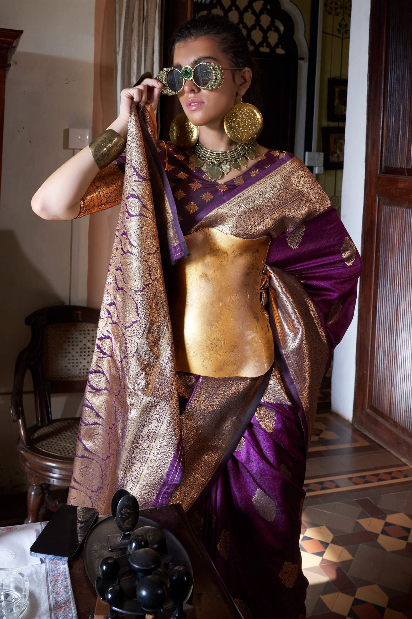 Sumptuous Purple Soft Banarasi Silk Saree With Designer Blouse Piece