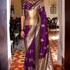 Sumptuous Purple Soft Banarasi Silk Saree With Designer Blouse Piece