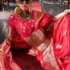 Glittering Dark Pink Soft Banarasi Silk Saree With Elision Blouse Piece
