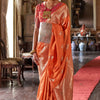 Pleasurable Orange Soft Banarasi Silk Saree With Nebula Blouse Piece