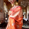 Pleasurable Orange Soft Banarasi Silk Saree With Nebula Blouse Piece