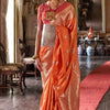 Pleasurable Orange Soft Banarasi Silk Saree With Nebula Blouse Piece
