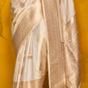 Majesty Beige Soft Banarasi Silk Saree With Inspiring Blouse Piece