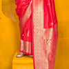 Devastating Dark Pink Soft Banarasi Silk Saree With Scrumptious Blouse Piece