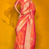 Allure Orange Soft Banarasi Silk Saree With Vibrant Blouse Piece
