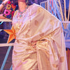 Prominent Beige Soft Banarasi Silk Saree With Desirable Blouse Piece