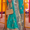 Prominent Turquoise Soft Banarasi Silk Saree With Desirable Blouse Piece