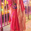 Prominent Dark Pink Soft Banarasi Silk Saree With Desirable Blouse Piece