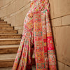 Elegant Beige Pashmina Saree With Adorning Blouse Piece