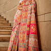 Elegant Beige Pashmina Saree With Adorning Blouse Piece