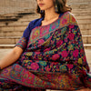 Invaluable Navy Blue Pashmina Saree With Intricate Blouse Piece