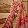 Adorable Pink Pashmina Saree With Exceptional Blouse Piece