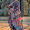 Designer Grey Pashmina Saree With Glowing Blouse Piece