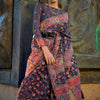 Designer Grey Pashmina Saree With Glowing Blouse Piece
