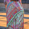Opulent Sky Pashmina Saree With Preferable Blouse Piece