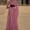 Gratifying Pink Soft Banarasi Silk Saree With Nebula Blouse Piece