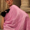 Gratifying Pink Soft Banarasi Silk Saree With Nebula Blouse Piece